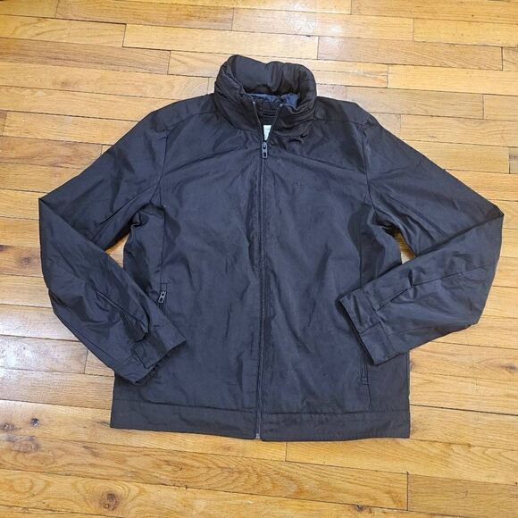 Calvin Klein Bomber Jacket Size M Lightweight Waterproof With Hoodie Black Jacke - Picture 1 of 8
